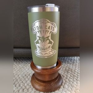 Olive green Fallout Atom Cats tumbler